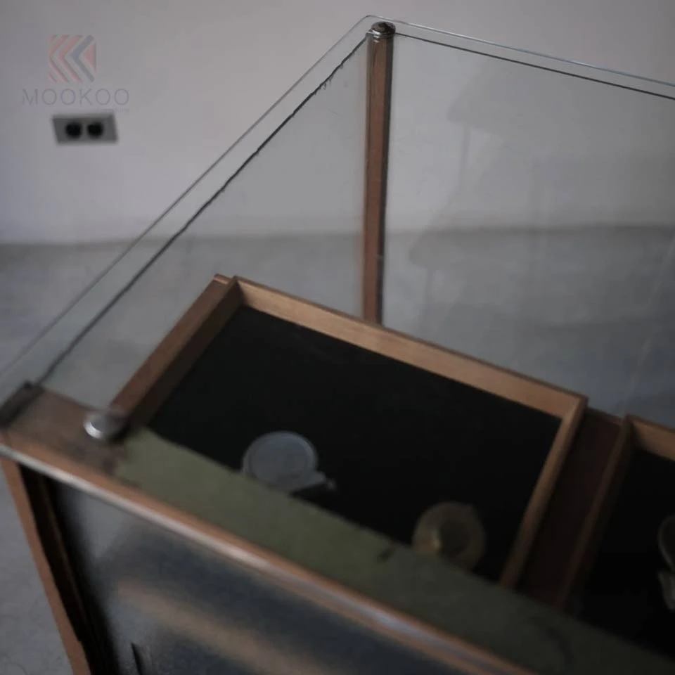 Minimalist Wood Glass Showcase high quality