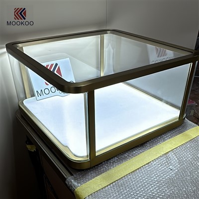 Cabinet Arddangos Jewelry Dur Di-staen wedi'i Customized Gyda Goleuadau LED Ar gyfer Siop Gemwaith Ffasiwn Tu Mewn