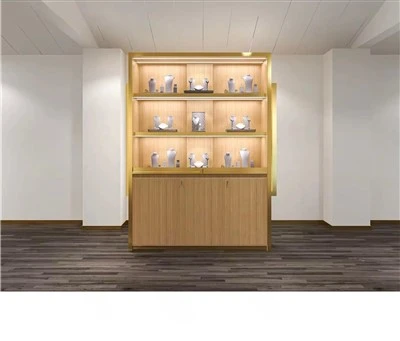 Opulent Euraidd -Derw Naturiol wedi'i Docio -Wal Haenog Argaen-Ensemble Arddangos Emwaith Wedi'i Fowntio Gyda Meddal Cudd-Cabinet Storio Caeedig a Goleuadau LED Dimmable Integredig