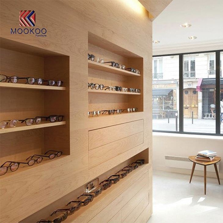 Wood Wall Mounted Glasses Display Eyewear Cabinet